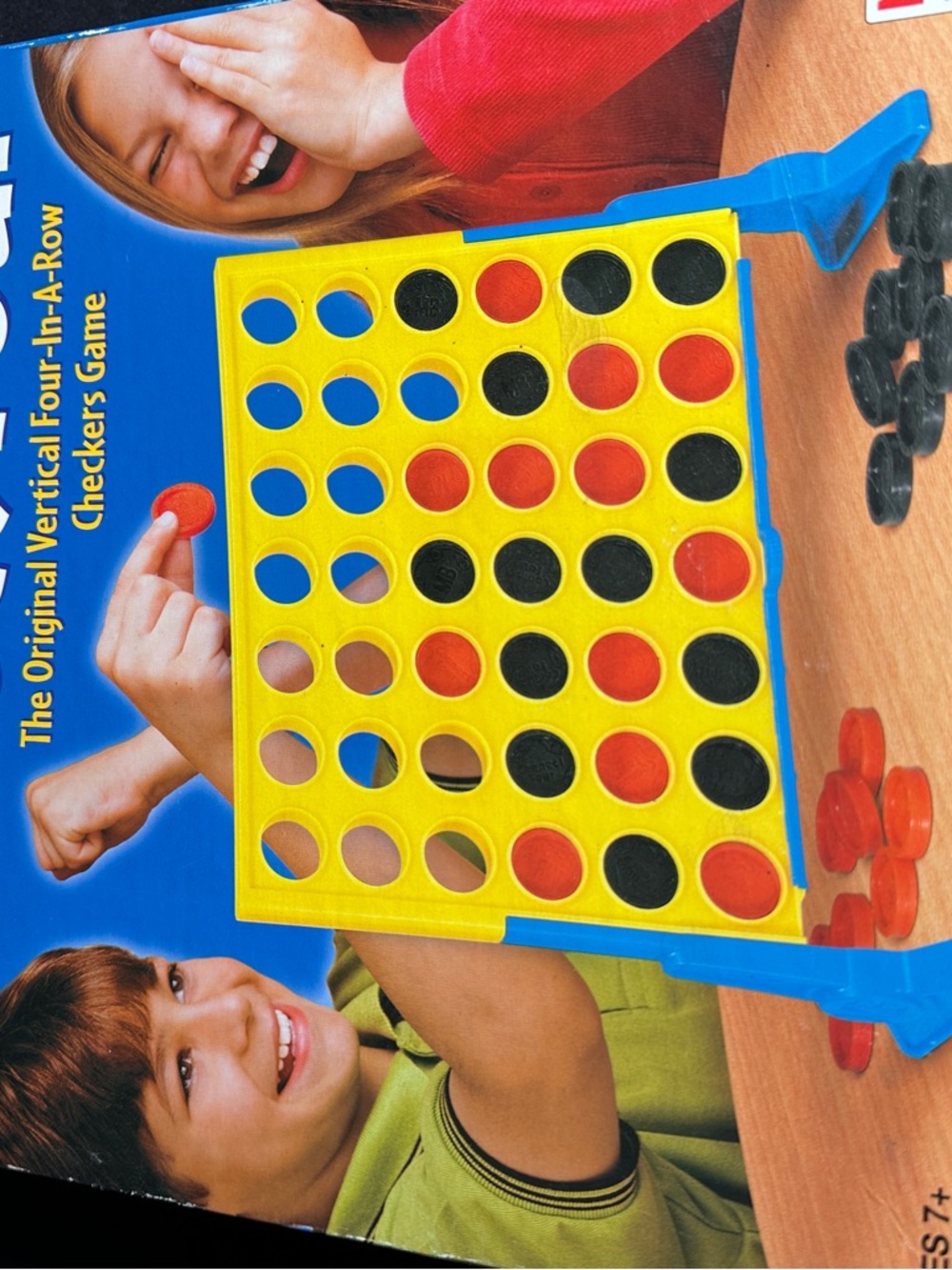 Classic Connect Four Game - Yellow Grid with Red & Black Checkers
